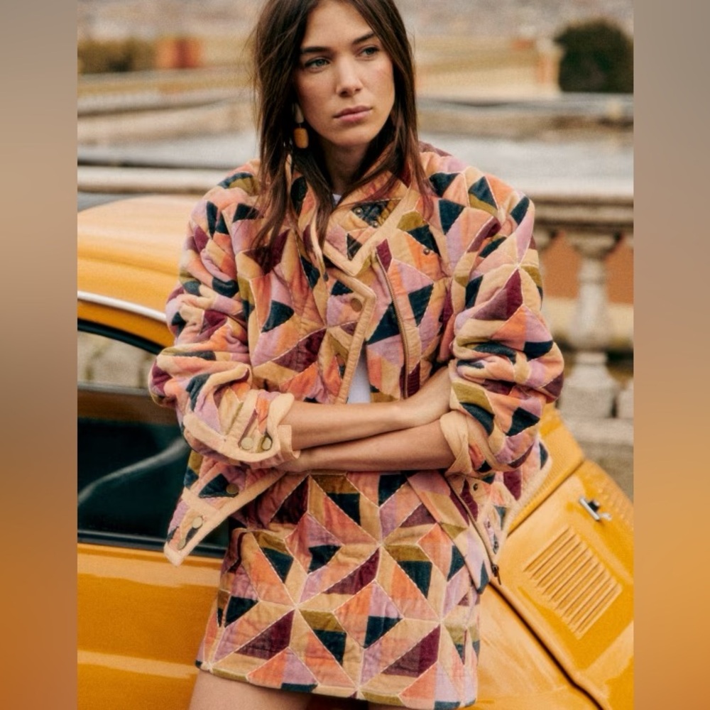 NWT Sézane Brandon Jacket in Patchwork Stella Siz… - image 4